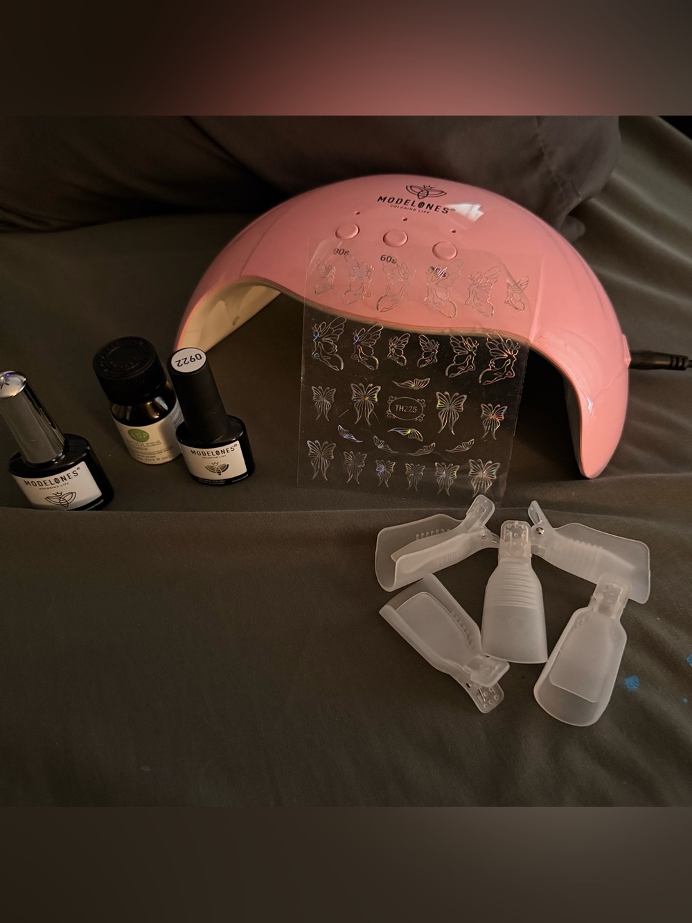 Modelones Pink LED Nail Lamp Kit with lots of extras